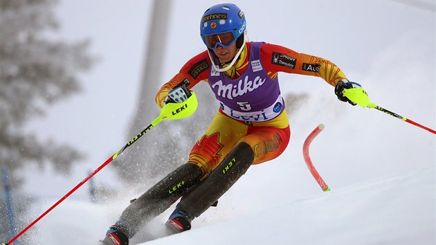 Marie-Michele Gagnonov ve slalomu v Levi.