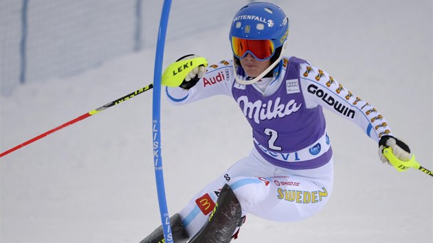 Marie Pietilov-Holmnerov ve slalomu v Levi.