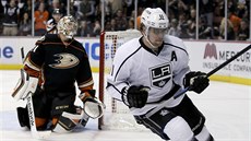 Ane Kopitar z Los Angeles se raduje poté, co pekonal anaheimského gólmana...