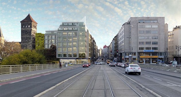 Návrh novostavby (vizualizace vlevo) v Revoluní ulici jeho autorka Eva Jiiná...