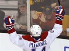 Tomá Plekanec z Montrealu slaví svj gól proti Bostonu.