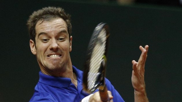 Francouzsk tenista Richard Gasquet ve finle Davis Cupu.