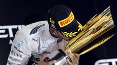 POLIBEK NA TROFEJ PRO VÍTĚZE. Lewis Hamilton je mistrem světa. Celou sezonu...