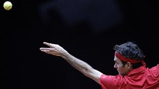 výcarský tenista Roger Federer v zápase Gaëlem Monfilsem z Francie ve finále...