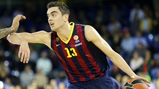 Tomá� Satoranský z Barcelony b�hem euroligového utkání s Milánem.