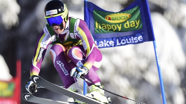 Norsk lya Kjetil Jansrud na trati superobho slalomu v Lake Louise.