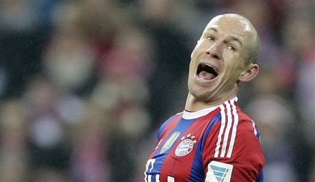Arjen Robben z Bayernu Mnichov bhem duelu s Leverkusenem