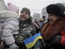 Pivítání ukrajinských dobrovolník v Kyjev (6. prosince 2014)