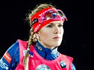 Gabriela Soukalová ped startem vytrvalostního závodu v Östersundu. 