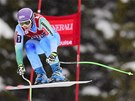 Tina Mazeová na trati sjezdu v Lake Louise. 