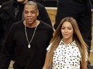 Jay-Z a Beyoncé na basketbalovém zápase Brooklyn Nets a Cleveland Cavaliers...