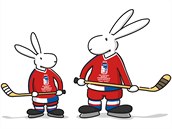Maskoti hokejového šampionátu Bob a Bobek