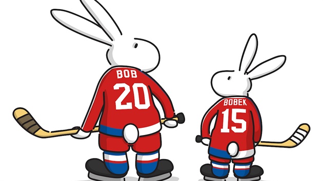 Maskoti hokejového ampionátu Bob a Bobek