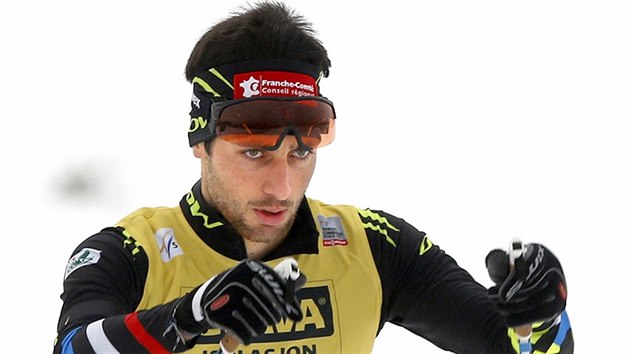 Francouzsk sdruen Jason Lamy Chappuis bhem zvodu Svtovho pohru v Lillehammeru.