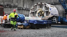 Montá razicího títu pro nejdelí elezniní tunel v zemi Kyice - Plze