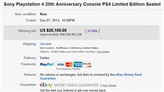 PlayStation 4 - 20th Anniversary edition na aukci eBay