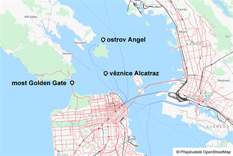 MAPA: Vznice Alcatraz v kaliforskm San Francisku