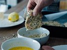 píprava krtího ízku v quinoovém trojobalu