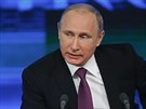 Ruský prezident Vladimir Putin pi výroním projevu (18. prosince 2014)