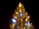 Majestátní vánoní strom letos stojí v Tebíi.
