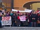 Demonstrace proti sexistické reklam v Hradci Králové (10.12.2014).