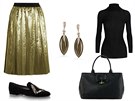 Plisovaná sukn ze zlatého lamé REDValentino, prodává Net-a-porter, 450 eur;...