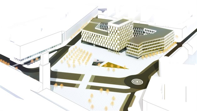 Vtzn nvrh novho komplexu budov ve tvaru ulity, kter vyroste v Hradci Krlov u hlavnho ndra msto hotelu ernigov (9.12.2014).