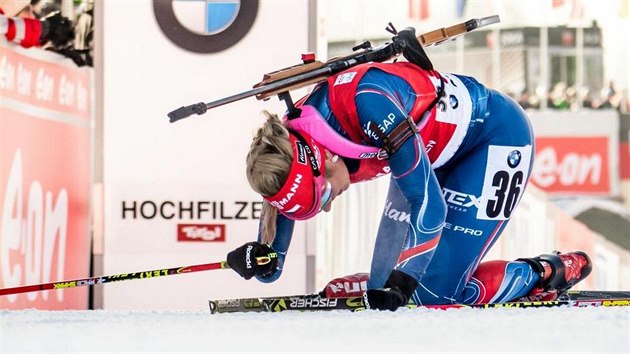 esk biatlonistka Gabriela Soukalov po sprintu v Hochfilzenu.