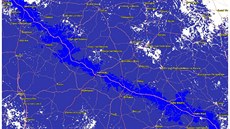 Mapa pokrytí dálnice D1 rychlým mobilním internetem O2 4G LTE