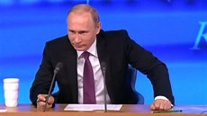 Ruský prezident Vladimir Putin na tiskové konferenci o roku 2014. (18. prosince...