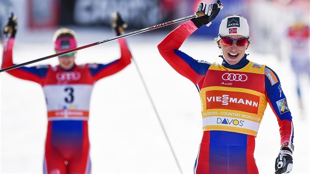 Marit Bjrgenov vtz ve sprintu Svtovho pohru v Davosu.