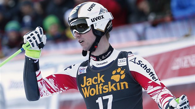 Hannes Reichelt v cli superobho slalomu ve Val Garden.