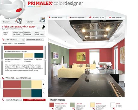 Primalex nabz v programu Colordesigner monost vbru jak interirovch...