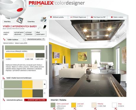 Primalex nabz v programu Colordesigner monost vbru jak interirovch...