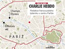 MAPKA: Redakce týdeníku Charlie Hebdo v centru Paíe