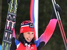 Marit Björgenová se raduje z triumfu v prologu Tour de Ski.