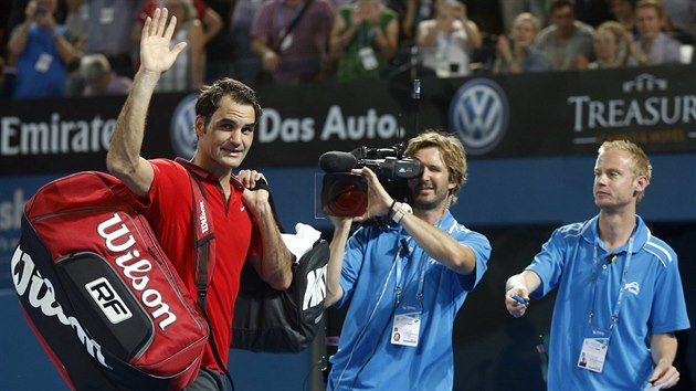 Roger Federer zdrav divky na turnaji v Brisbane.