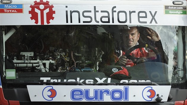 Ale Loprais za volantem svho manu na startu Rallye Dakar.