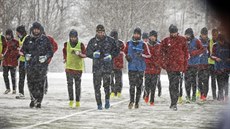 Fotbalisté Jihlavy zahájili zimní přípravu v mrazivém počasí.