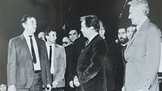 Prezident Václav Havel pi návtv Zlína 7. bezna 1990 v Divadle pracujících....