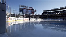 Poslední pípravy na duel Winter Classic mezi Washingtonem a Chicagem.