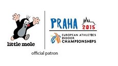 Logo a maskot halového ME atlet v Praze 2015.