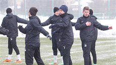 Jablonetí fotbalisté na prvním tréninku na ligové jaro.