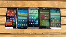 HTC One M8, LG G3, Nokia Lumia 930, Samsung Galaxy S5 a Sony Xperia Z2
