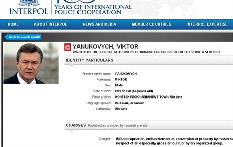 Interpol vyhlásil pátrání po bývalém ukrajinském prezidentovi Vikorovi...