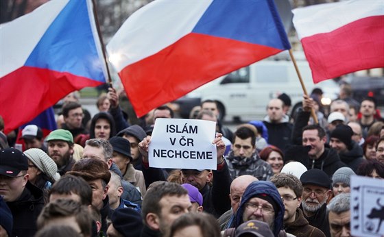 Protiislámská demonstrace v Praze (16. 1. 2015)