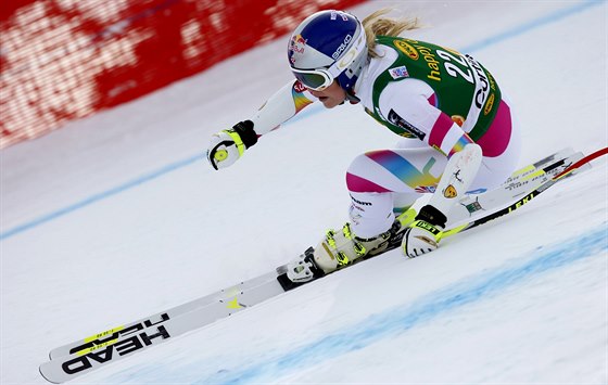Lindsey Vonnová v superobím slalomu v Cortin d'Ampezzo.