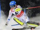 védská lyaka Frida Hansdotterová na trati slalomu ve Flachau.