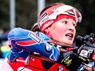 Biatlonistka Veronika Vítková pi stelb ve sprintu v Ruhpoldingu.