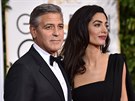 George Clooney a jeho manželka Amal na Zlatých glóbech (Beverly Hills, 11....